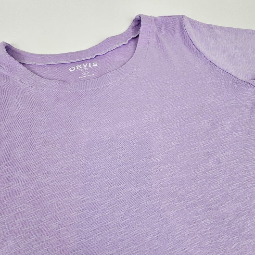 Orvis Womens XL Pima Cotton T Shirt Purple Lavender Slub Short Sleeve Casual
